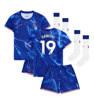 Chelsea Jadon Sancho #19 Hemmakläder Barn 2024-25 Kortärmad (+ Korta byxor)